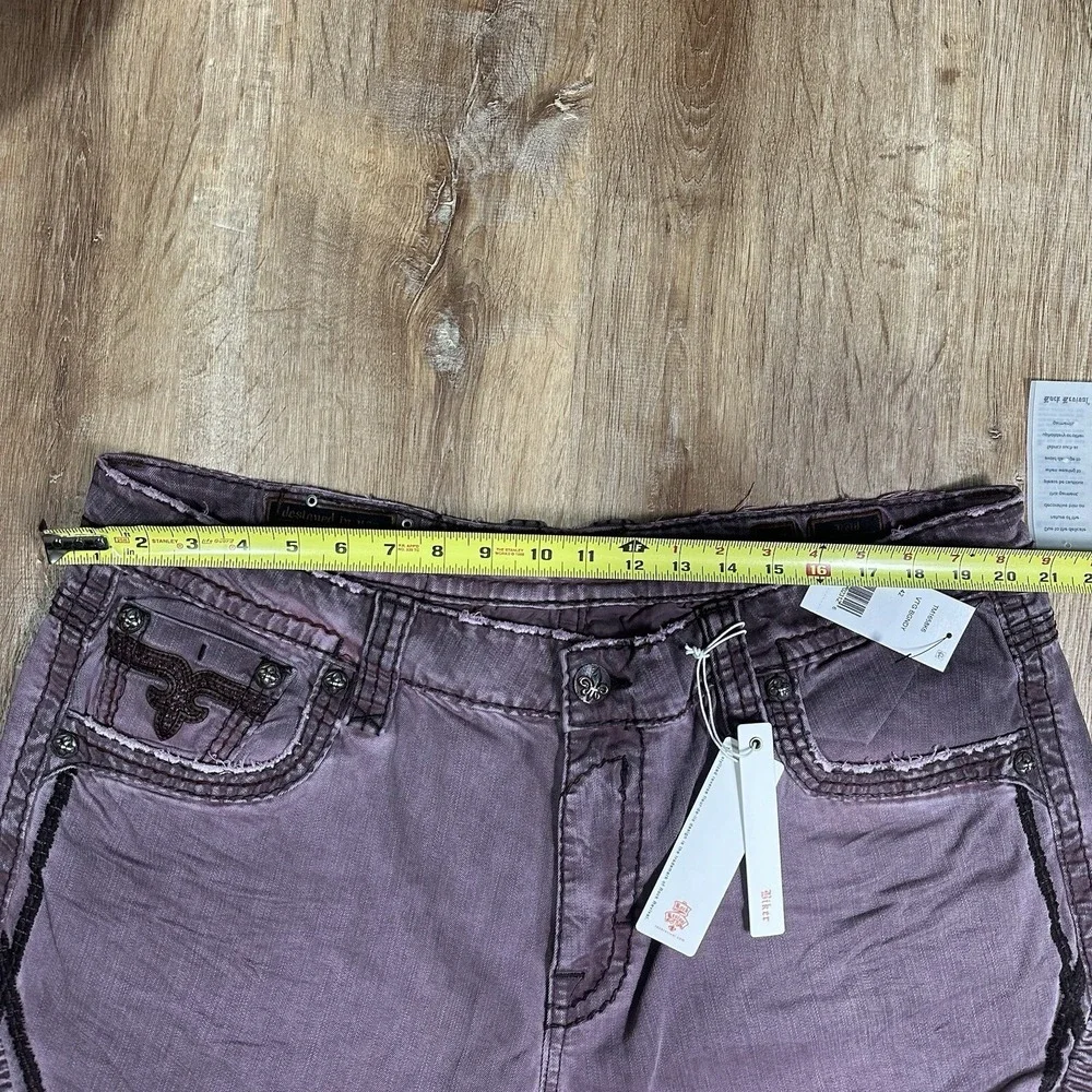 NEW Rock Revival Reid K6 Biker Jeans Men's 42 x 32 Burgundy Flex Stretch Pants